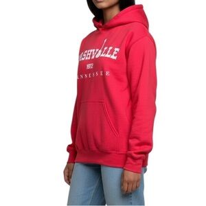 Nashville Hoodie Sweatshirt Red Drawstring Leisure Country Western Size S NWOT